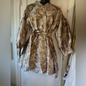 Elegant Floral Brocade Dress M